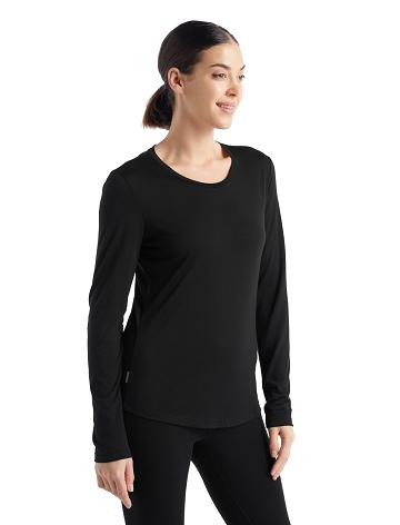 Black Icebreaker Merino Sphere II T-Shirt Women's Long Sleeve | AU 1644PJJQ